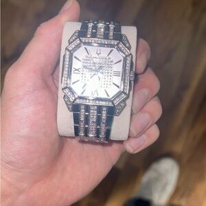 Silver diamond watch